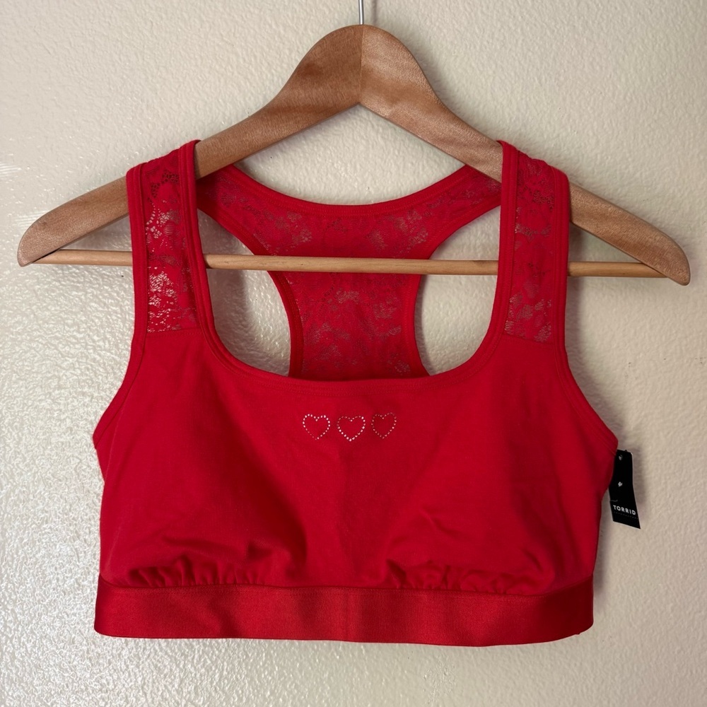 Torrid Red Heart-Embellished Sports Bra